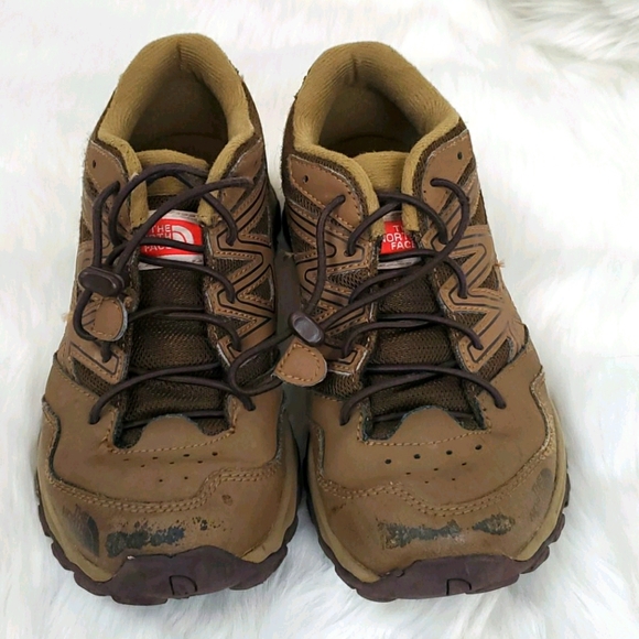 The North Face sneakers kids tan leather lace brown size 4 - Picture 1 of 10